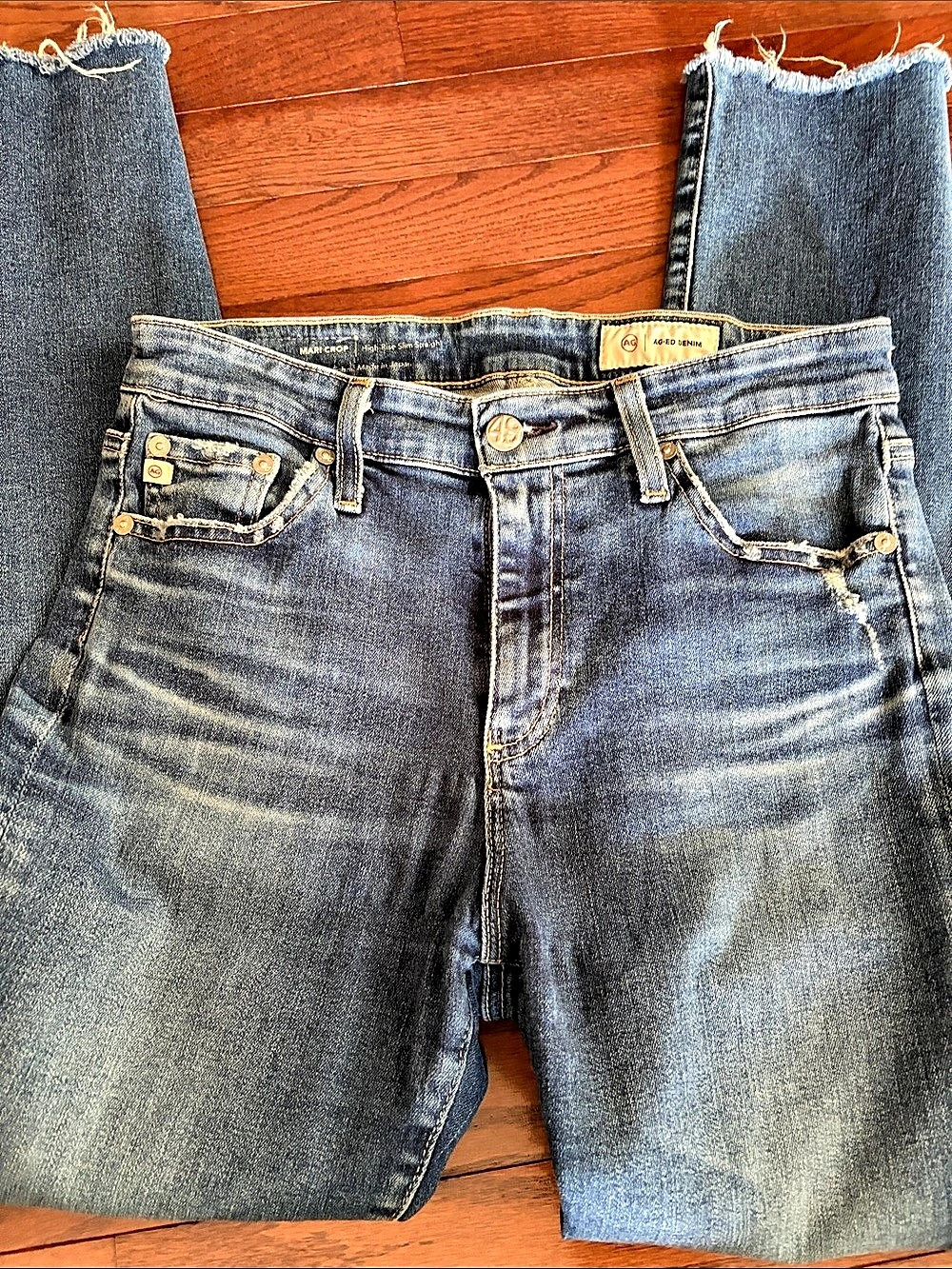 AG Adriano Goldschmied Jeans in Blue Waist 27 Mari Crop High Rise slim straight